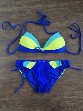 Hobie Blue, Yellow, Turquoise Padded Bikini Set
